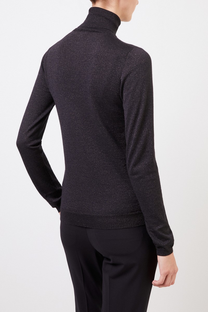 Brunello Cucinelli Cashmere-Seiden-Pullover mit Lurexdetails Schwarz