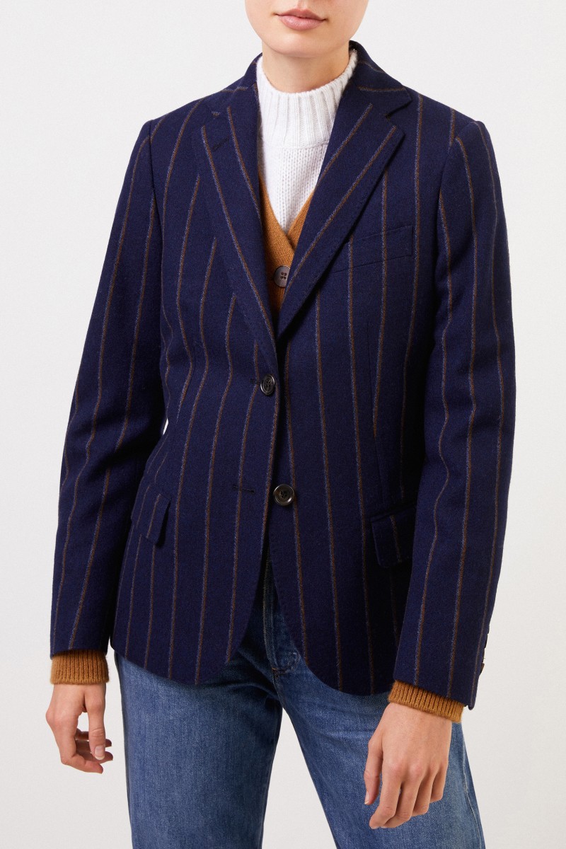Aspesi Woll-Cashmere-Blazer mit Streifen Marineblau