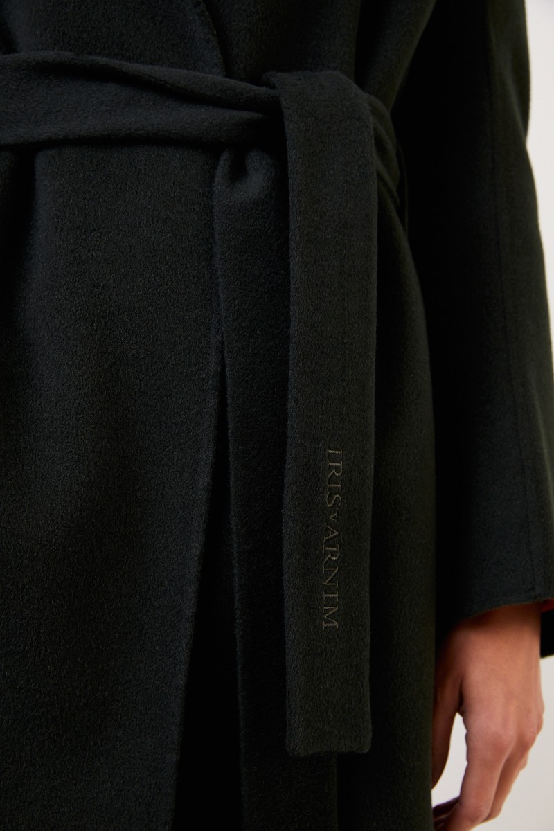 Cashmere-Mantel 'Bruna' mit Gürtel Khaki