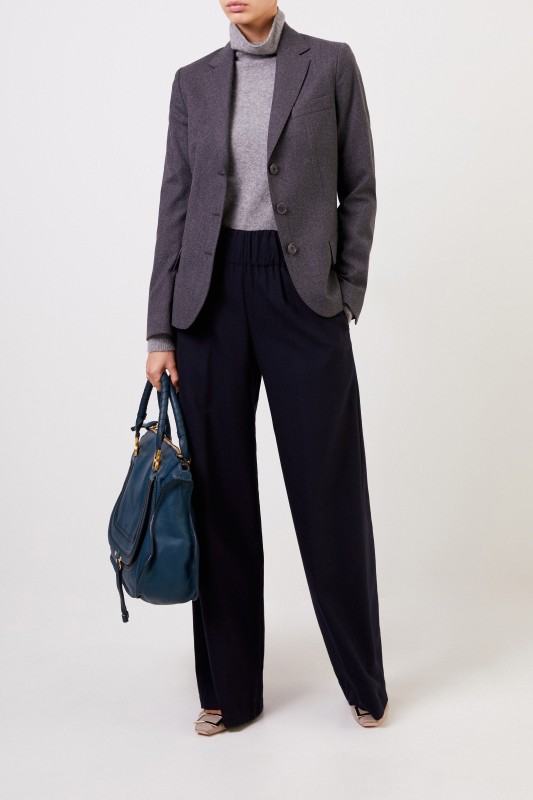Klassischer-Woll Blazer Grau