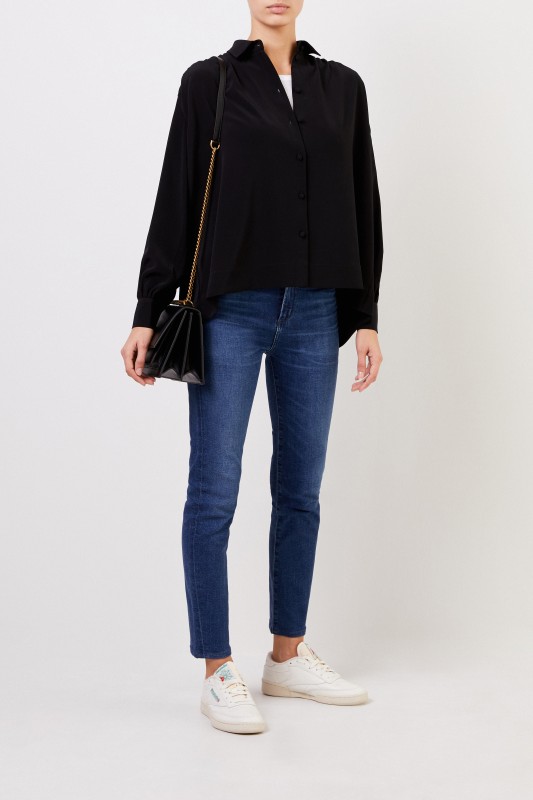 Co Bluse mit Raffungen Schwarz