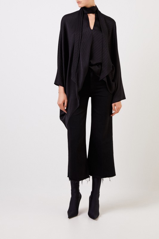 Balenciaga Oversize Seidenbluse Schwarz