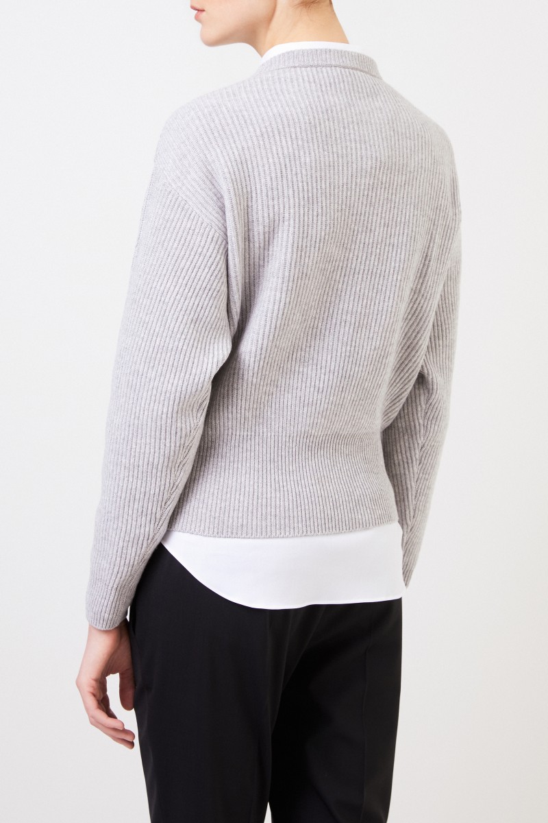 Brunello Cucinelli Gerippter Cashmere Pullover Grau