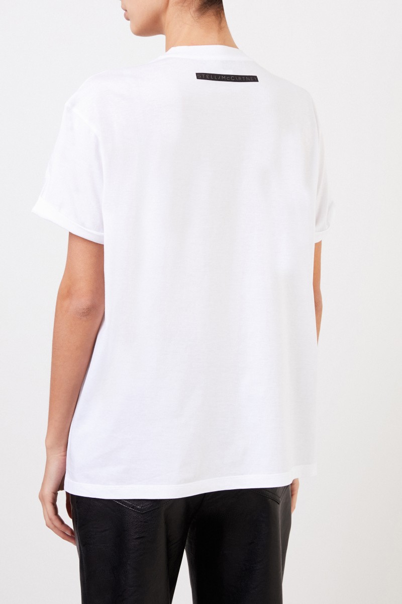 Stella McCartney T-Shirt mit frontaler Applikation Weiß