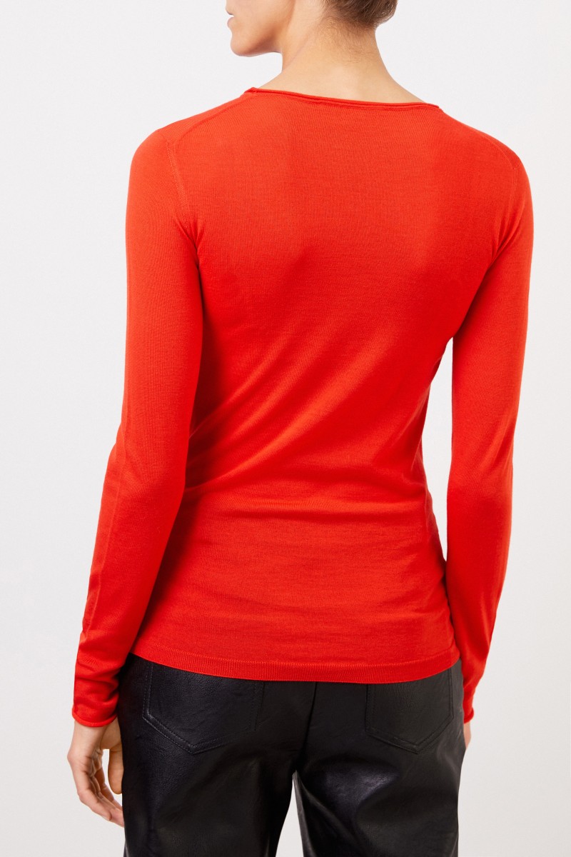 Stella McCartney Woll-Longsleeve mit Detail Gipsy Rot