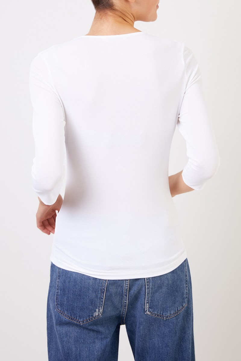 Longsleeve mit U-Boot Ausschnitt Weiß
