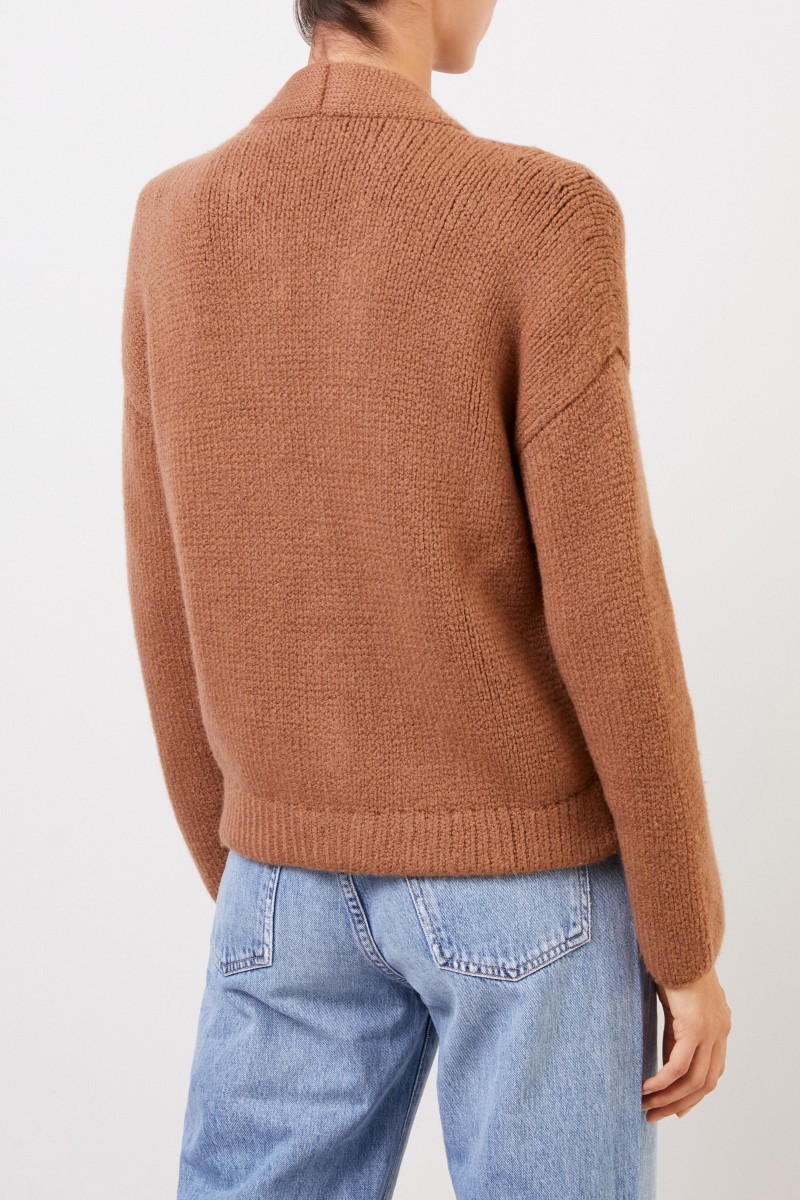 Kurzer Woll-Cardigan Cognac