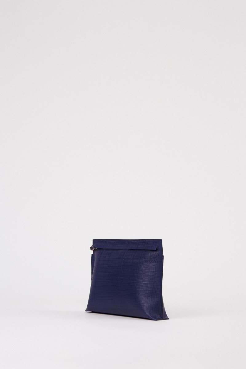 Strukturierte Clutch 'T Pouche Linen' Marineblau