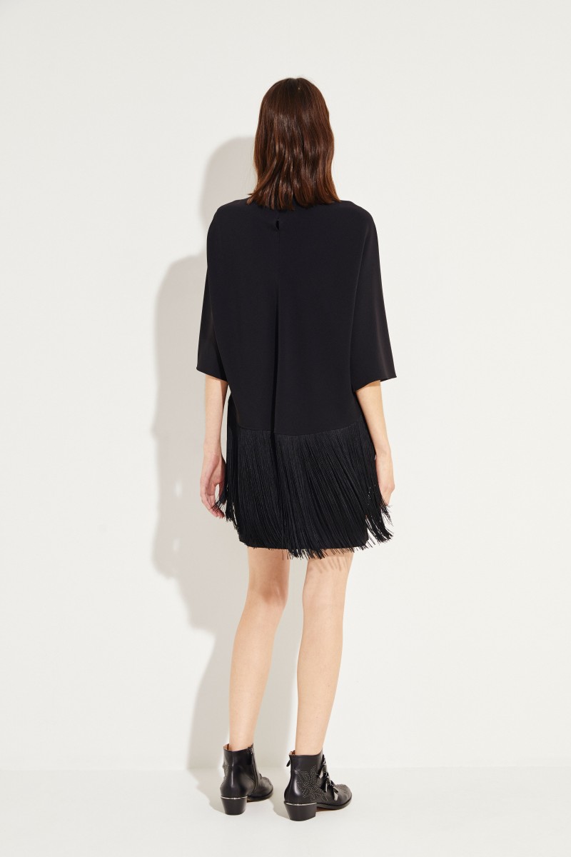 Stella McCartney Kleid mit Fransen Schwarz