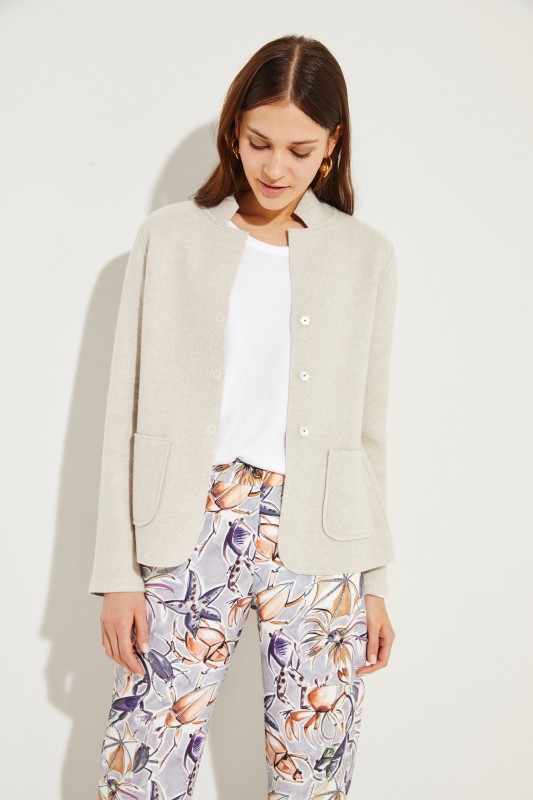 Doubleface Wende-Blazer Beige/Grau