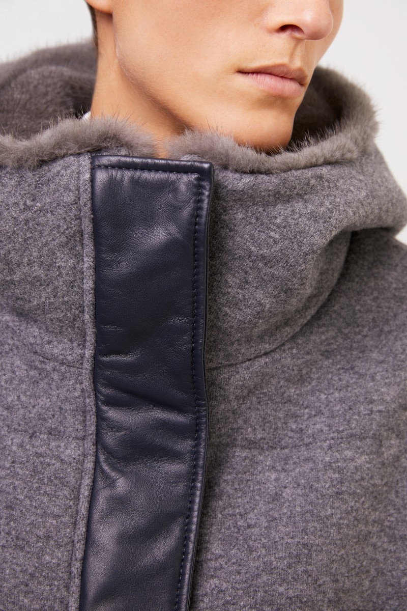 Agnona Cashmere-Mantel mit Kapuze Dunkelgrau