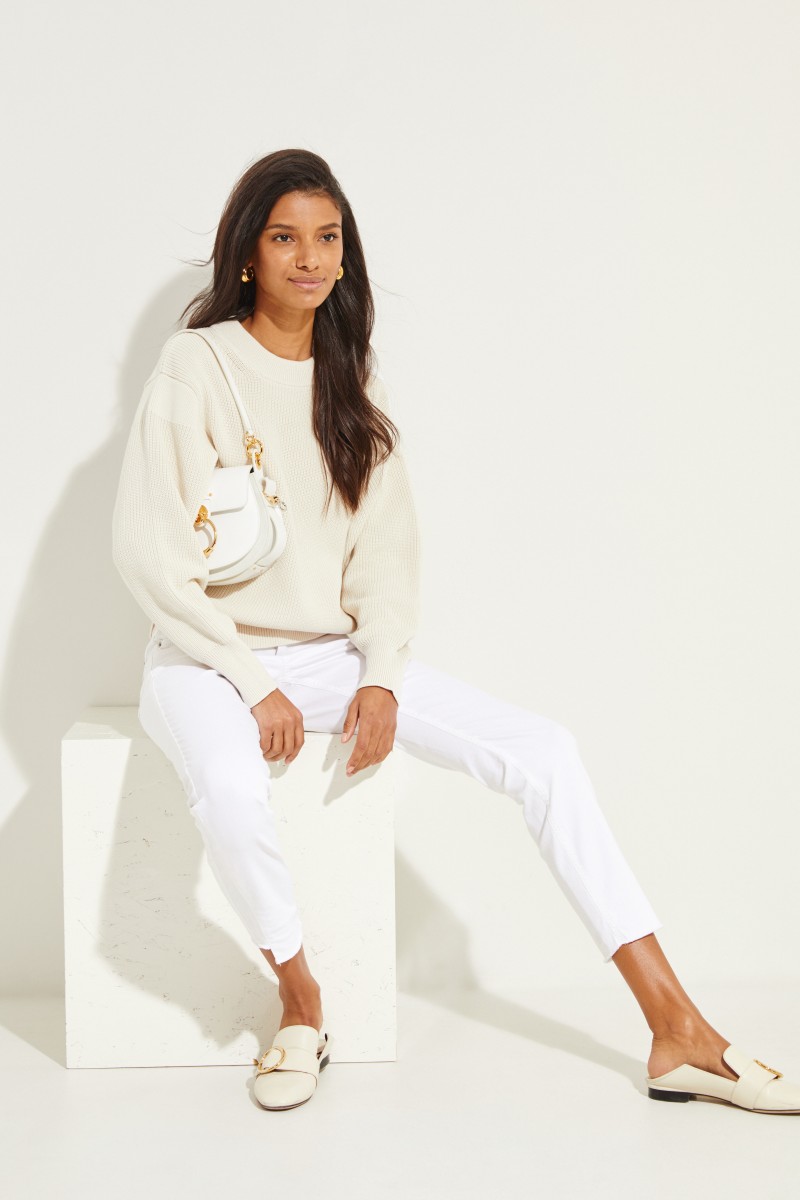 Pullover mit Druckknöpfen Crème