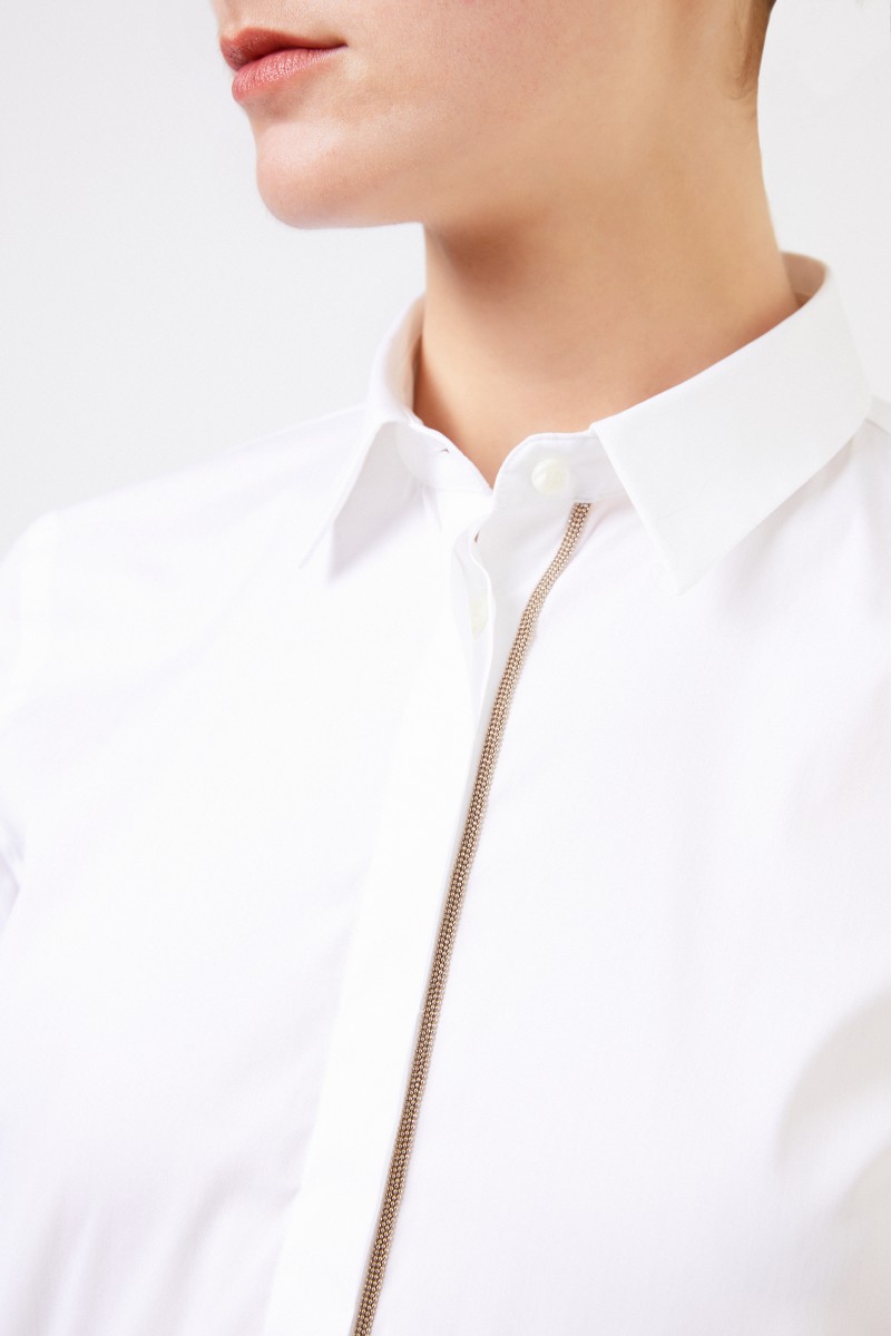 Brunello Cucinelli Baumwoll-Bluse mit Perlenverzierung Weiß