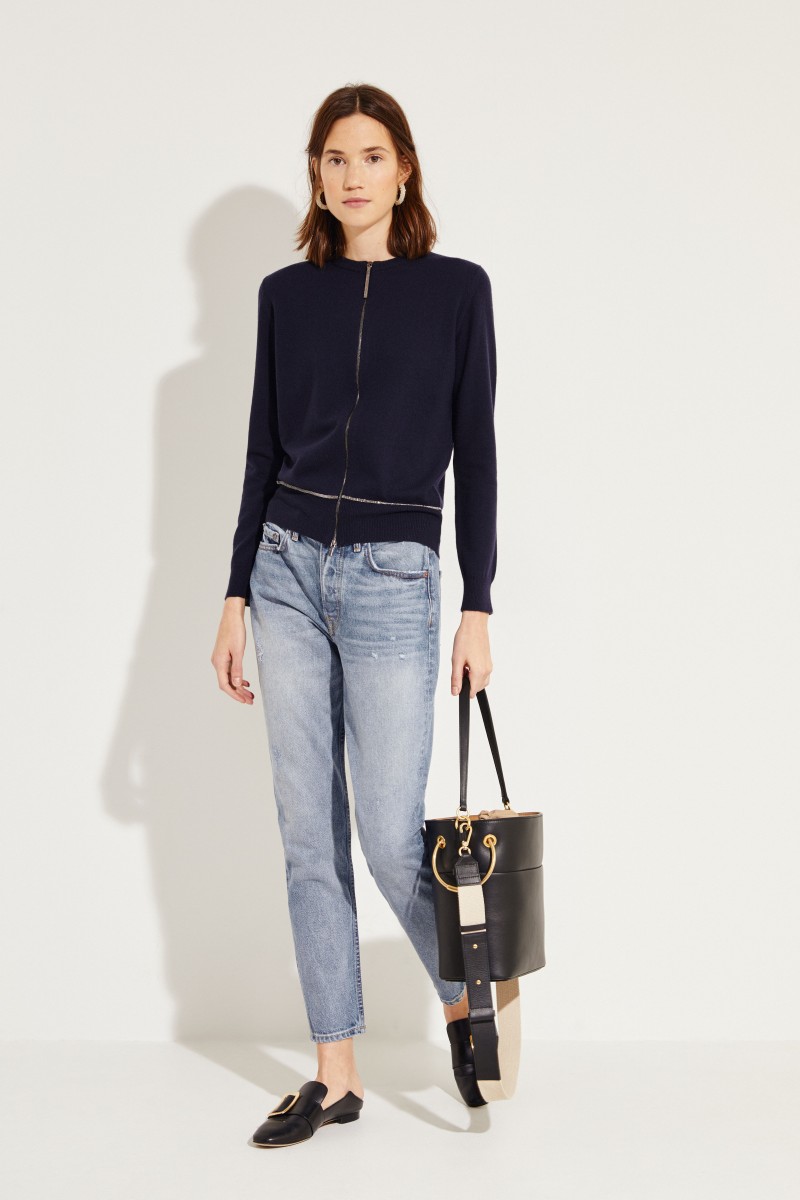 Cashmere-Jacke mit Perlenverzierung Blau