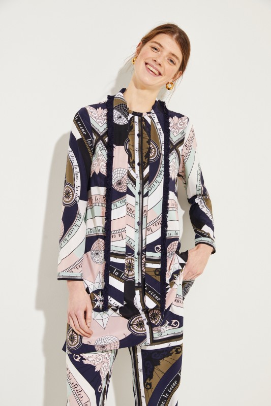 Seiden-Kleid 'Fringe Bow' mit Print Multi