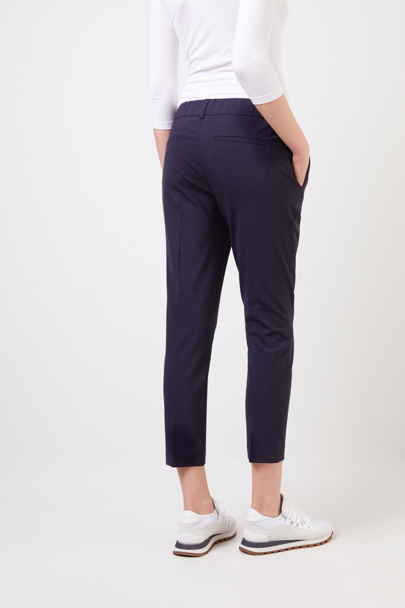 Woll-Bundfaltenhose Marineblau