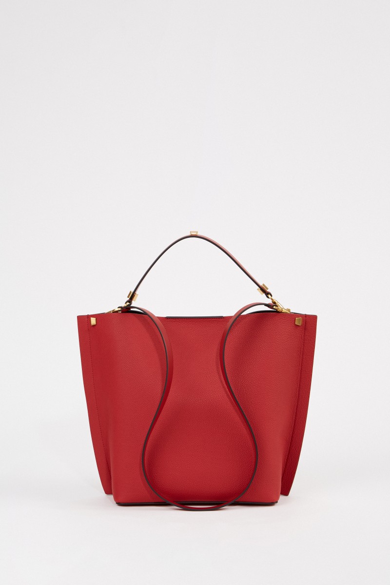 Valentino Leder-Shopper mit Pouchette Rot