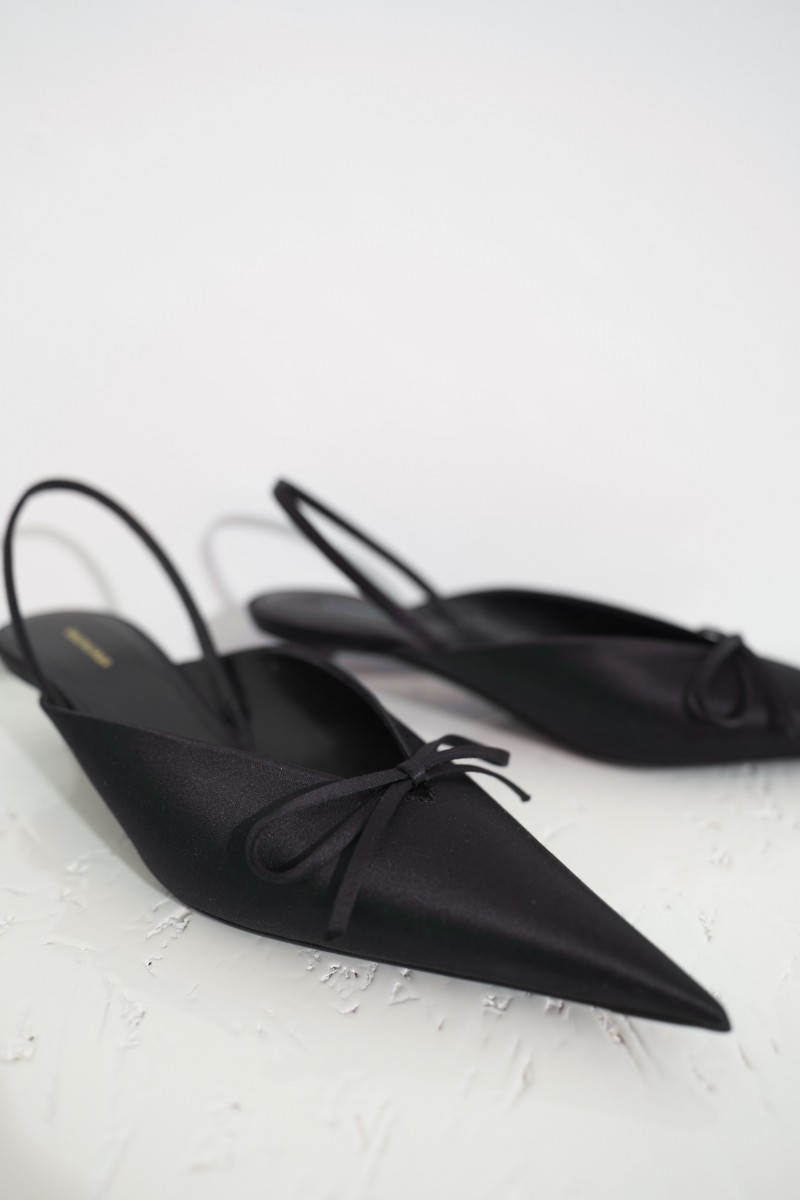 Satin-Slingback mit Schleife Schwarz