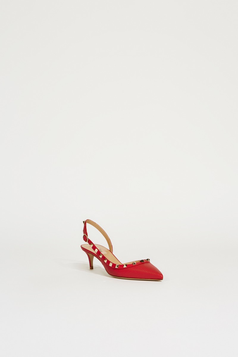 Slingback mit Nietendetails Rot