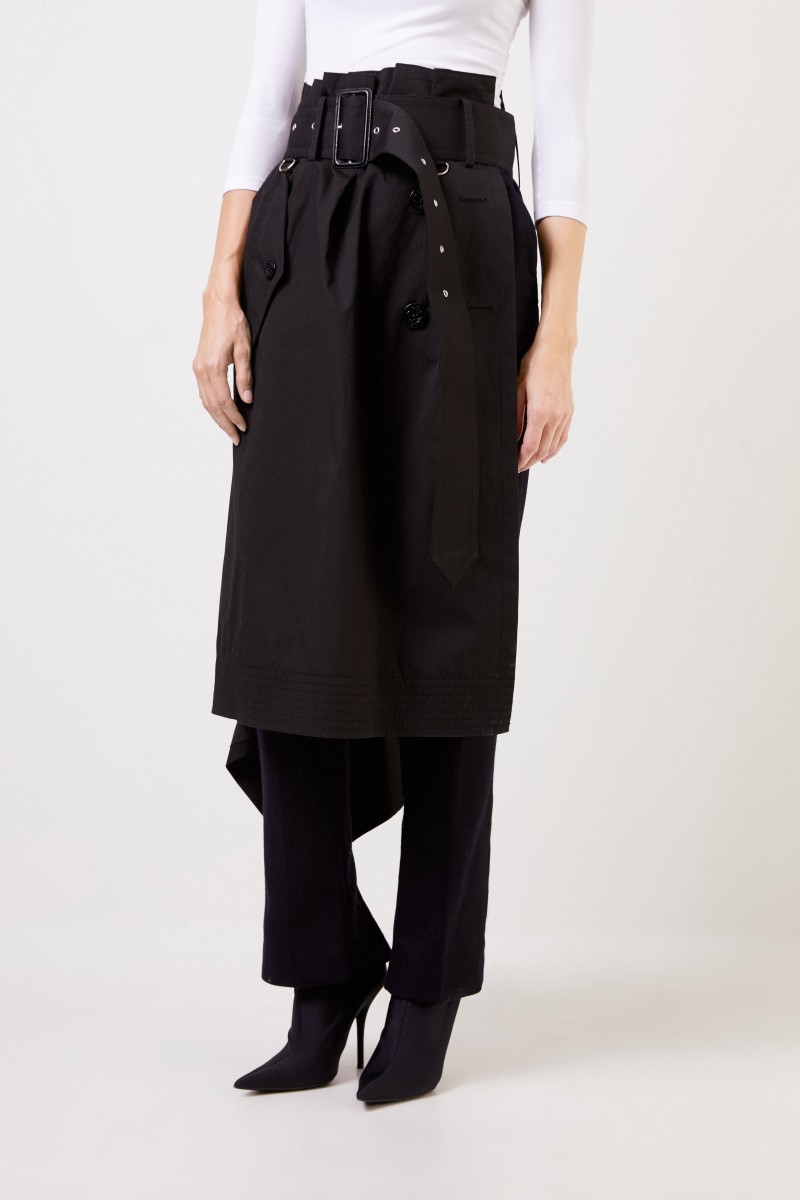 Woll-Hose mit Rockdetail Schwarz/Blau