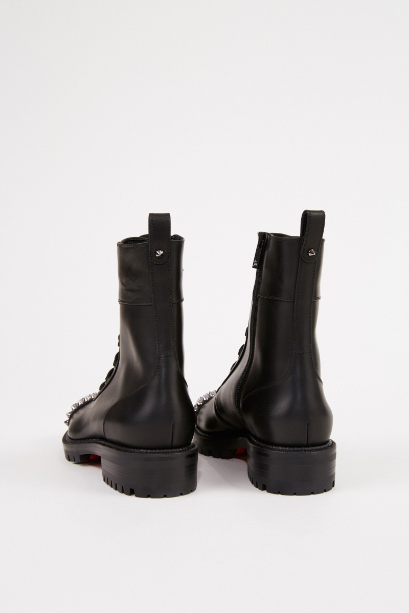 Christian Louboutin Leder-Boots mit Nietenkappe Schwarz