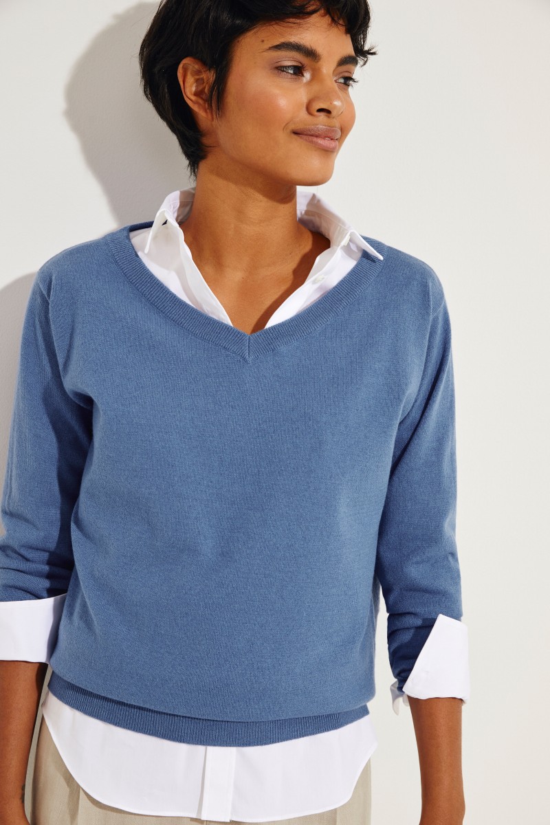 Cashmere-Pullover Blau