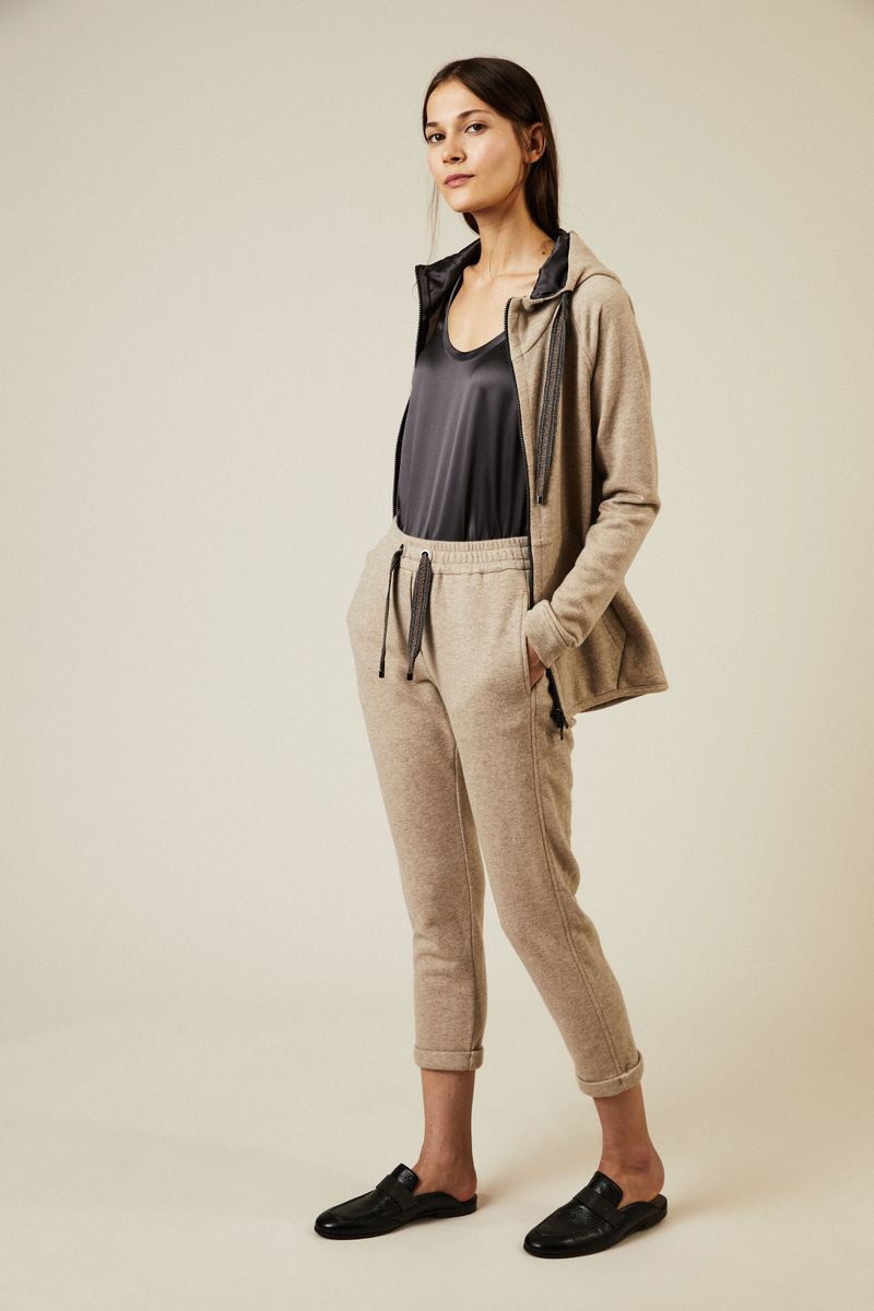 Cashmere-Jogginganzug mit Perlendetails Beige