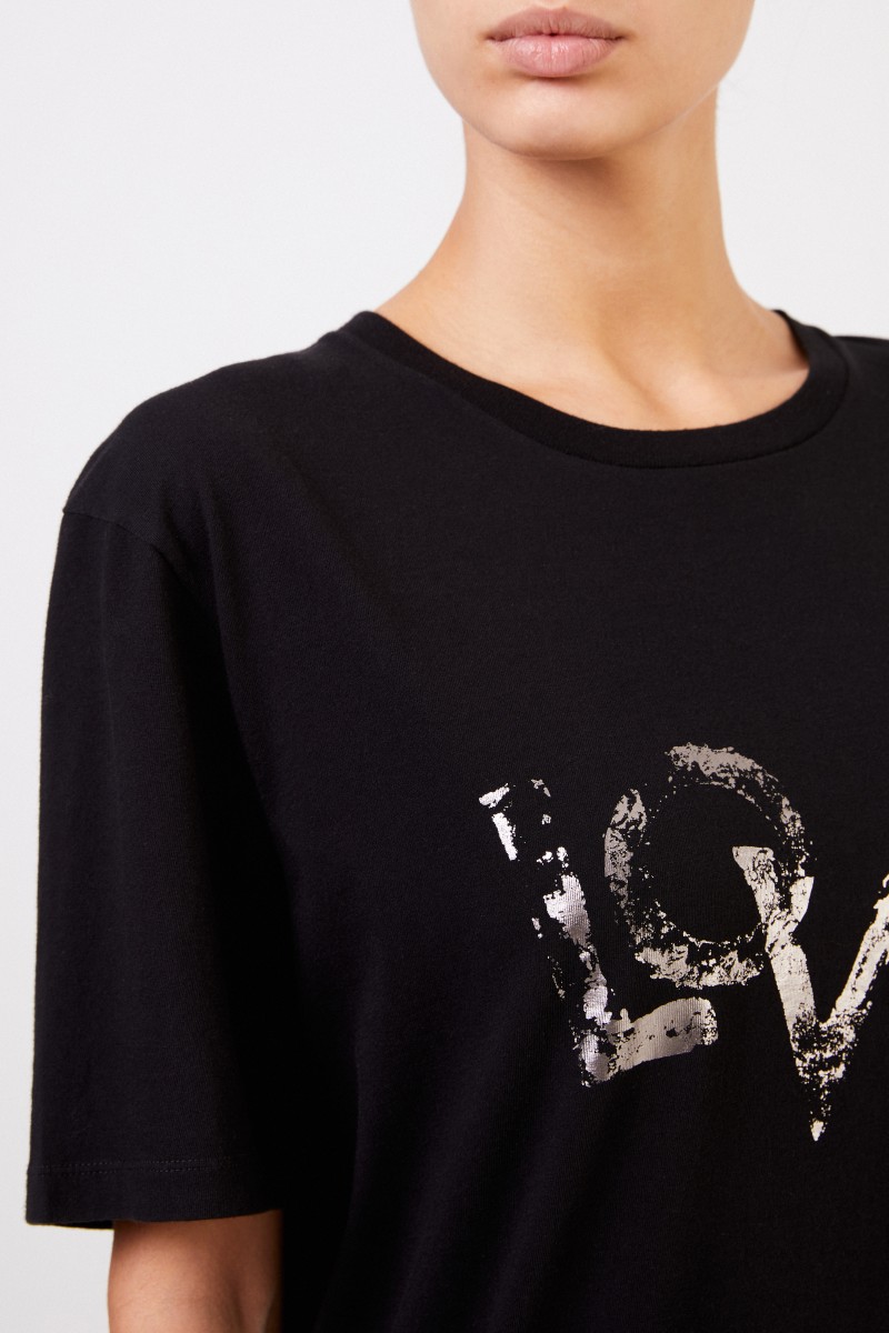 Saint Laurent T-Shirt mit Aufdruck Schwarz/Silber