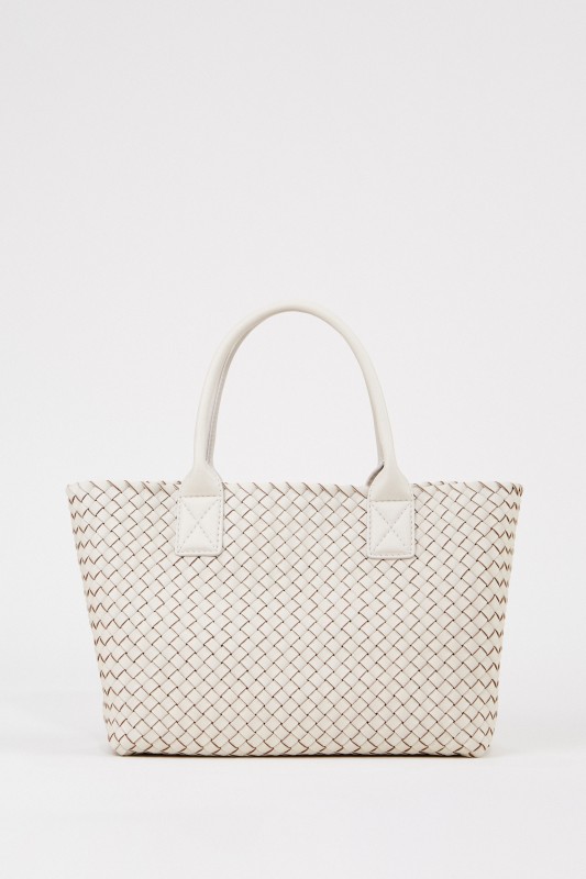 Bottega Veneta Geflochtener Leder-Shopper Weiß