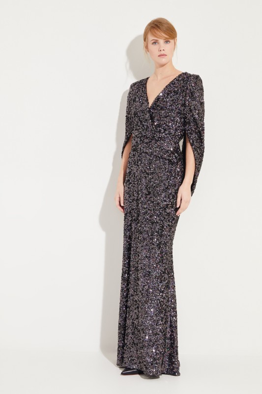 Abendkleid mit Pailletten Schwarz