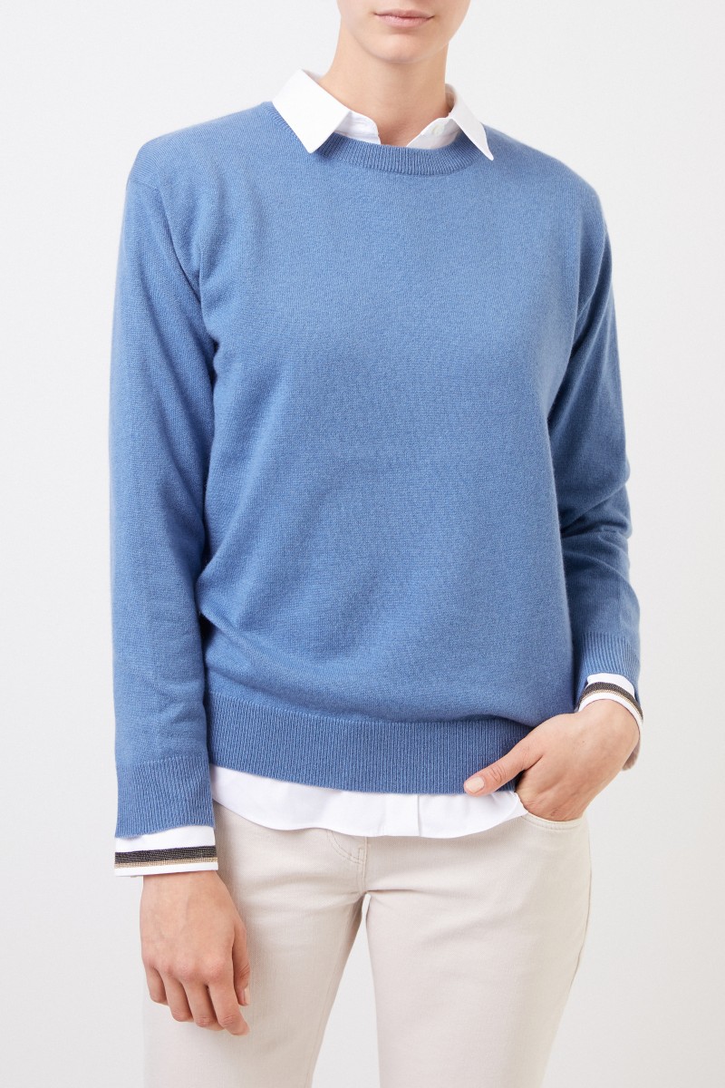 Brunello Cucinelli Klassischer Cashmere-Pullover Blau
