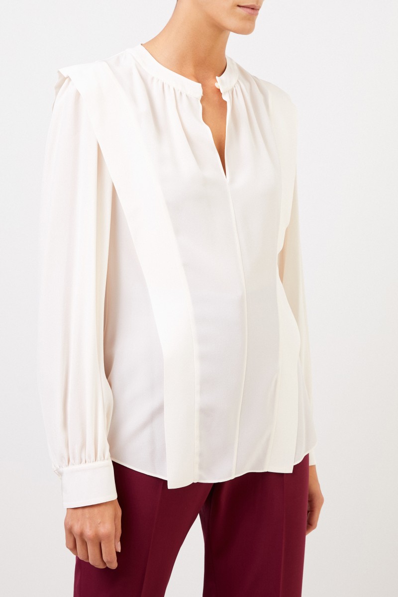 Stella McCartney Seidenbluse mit Schlitz Weiß