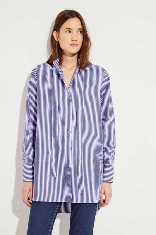 Gestreifte Oversize-Bluse Blau/Weiß