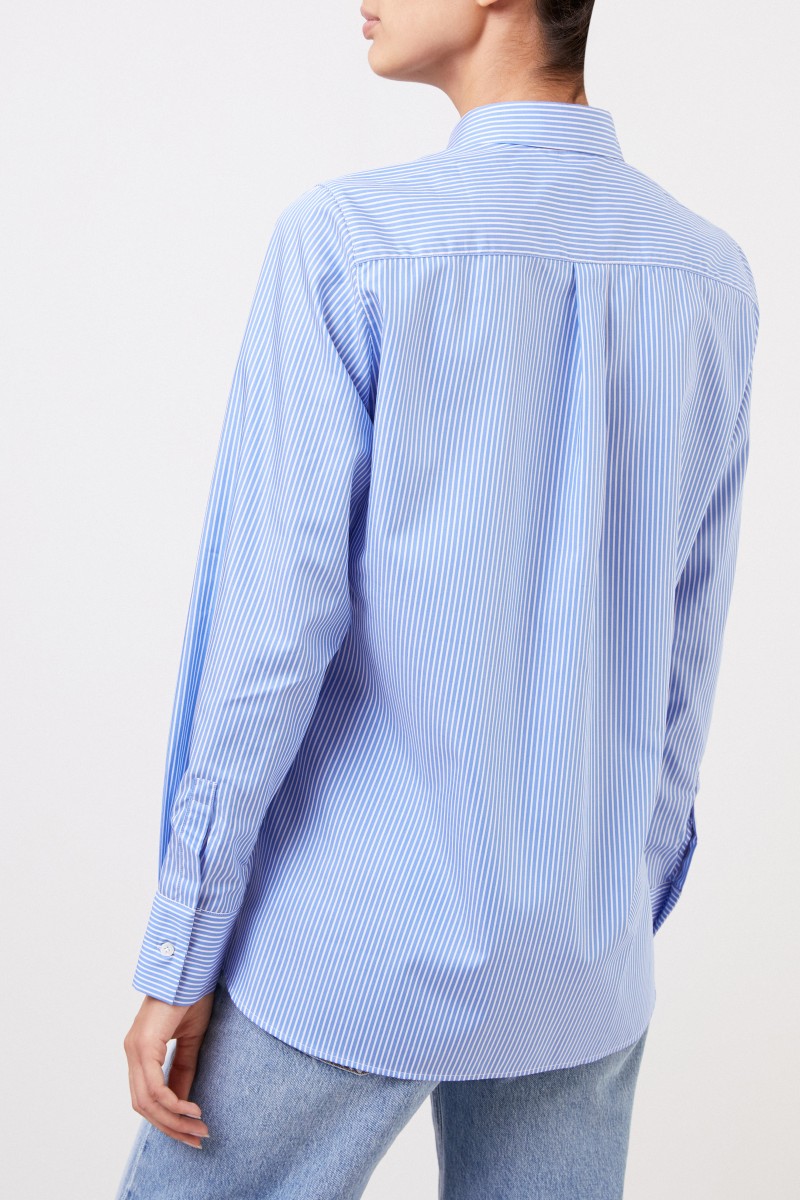 Gestreifte Baumwoll-Bluse "Andrea" Blau/Weiß