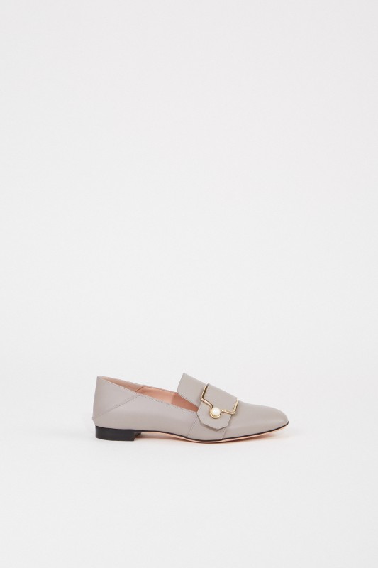 Lederloafer 'Maelle' mit Schnalle Grau