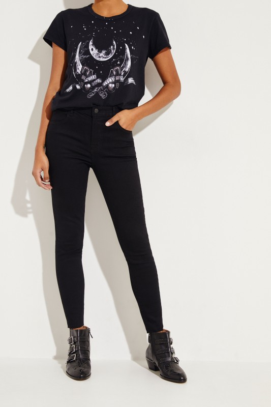 Skinny Jeans mit ausgefranstem Saum 'Alana' Schwarz