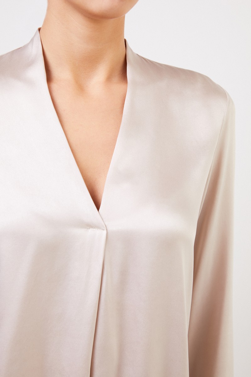 Her Shirt Seiden-Bluse 'Bailey' mit V-Neck Champagner