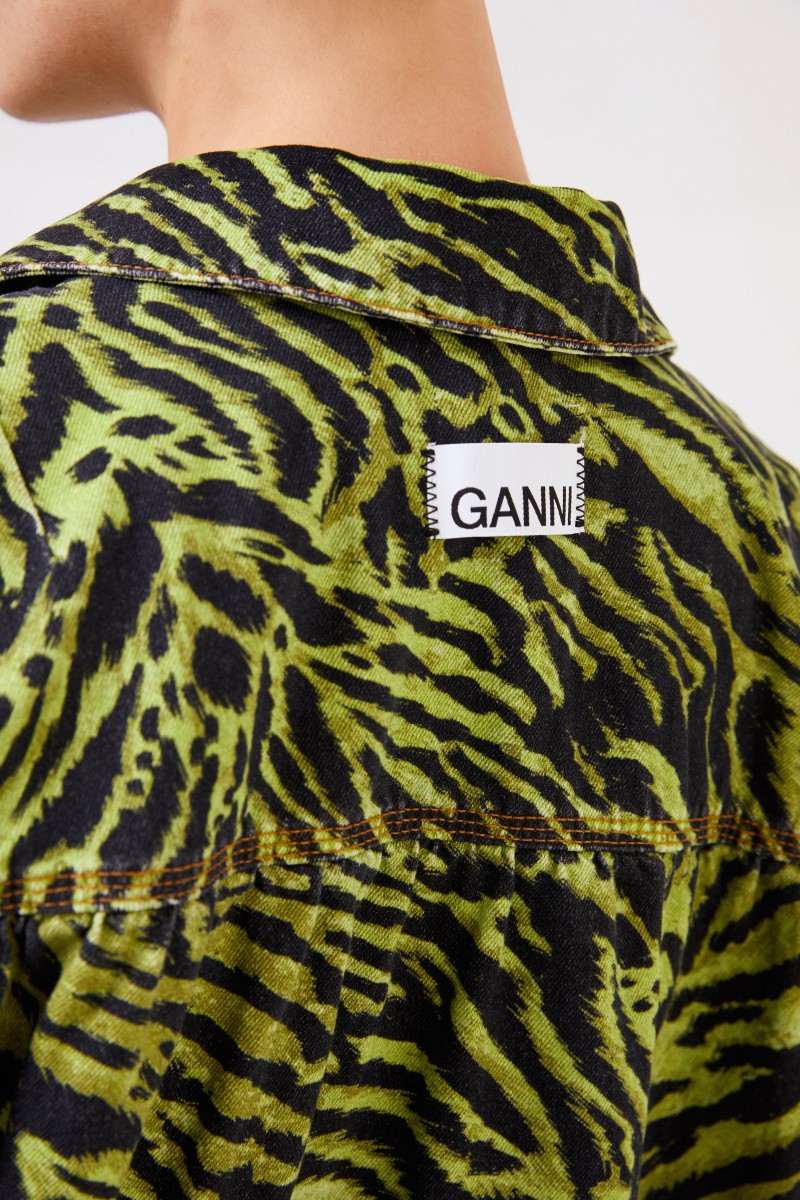 Jeansjacke mit Tiger-Print Grün/Schwarz