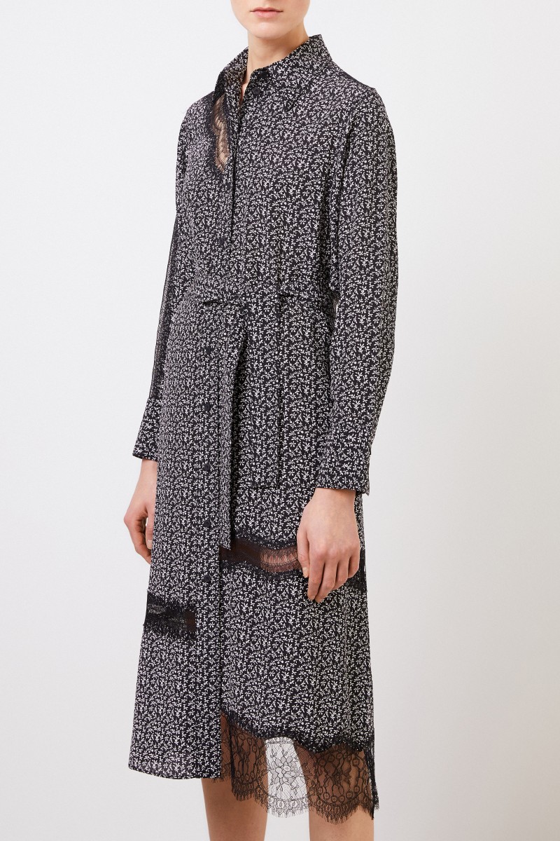 Seiden-Hemdblusenkleid 'Claude' mit Spitzendetails Multi