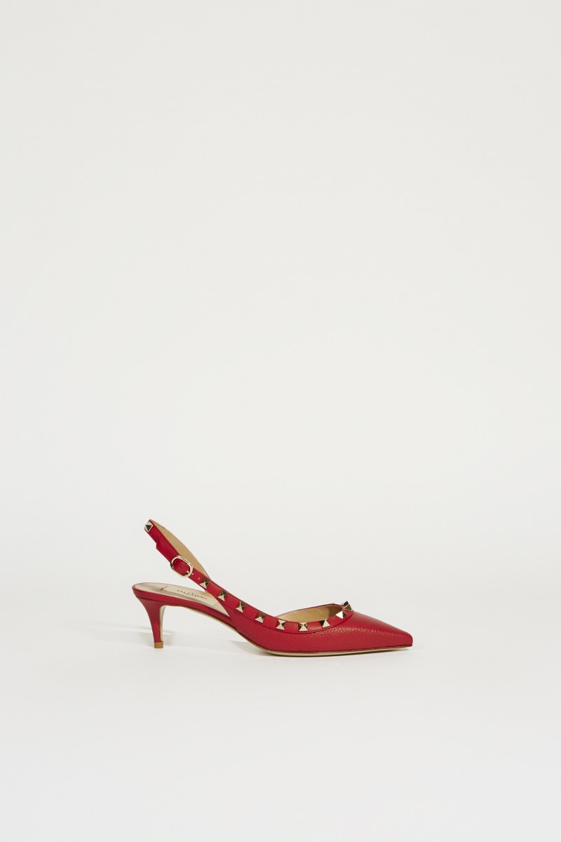Slingback mit Nietendetails Rot