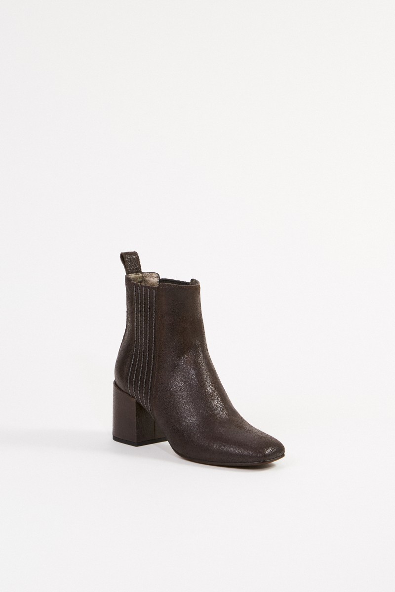 Brunello Cucinelli Leder-Stiefelette mit Perlenverzierung Braun