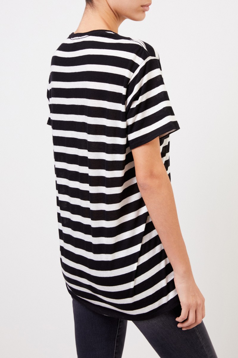 R13 Gestreiftes T-Shirt Schwarz/Weiß