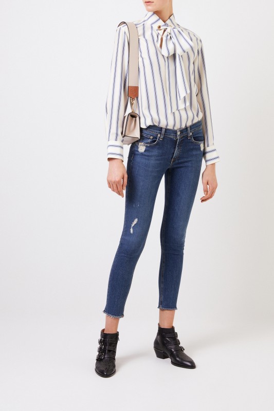 Skinny-Jeans im Used-Look Blau