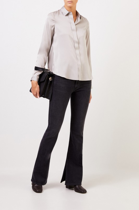 Artigiano Ausgestellte Seidenbluse 'Teresa' Taupe