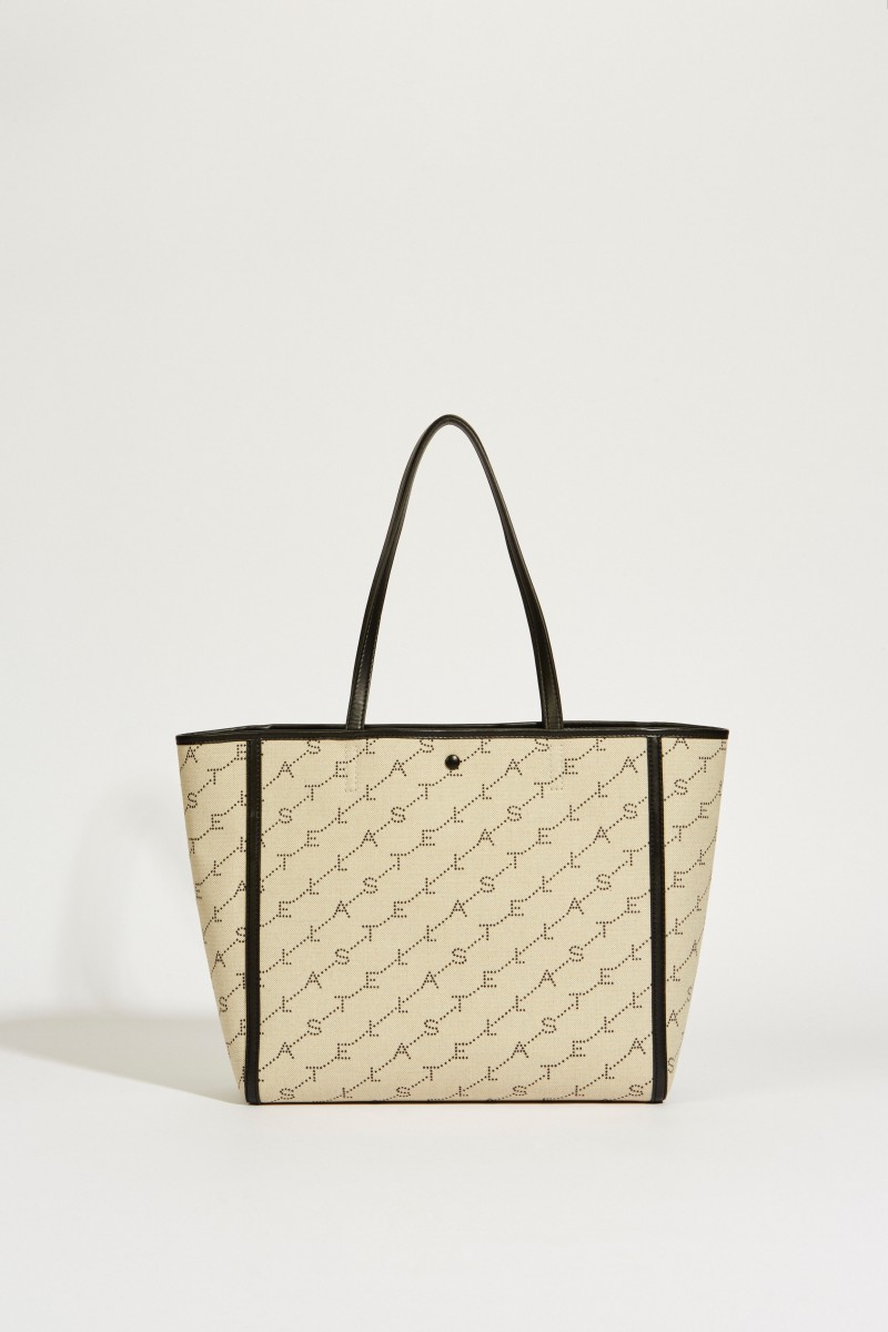 Tote Bag mit Monogramm Sand/Schwarz