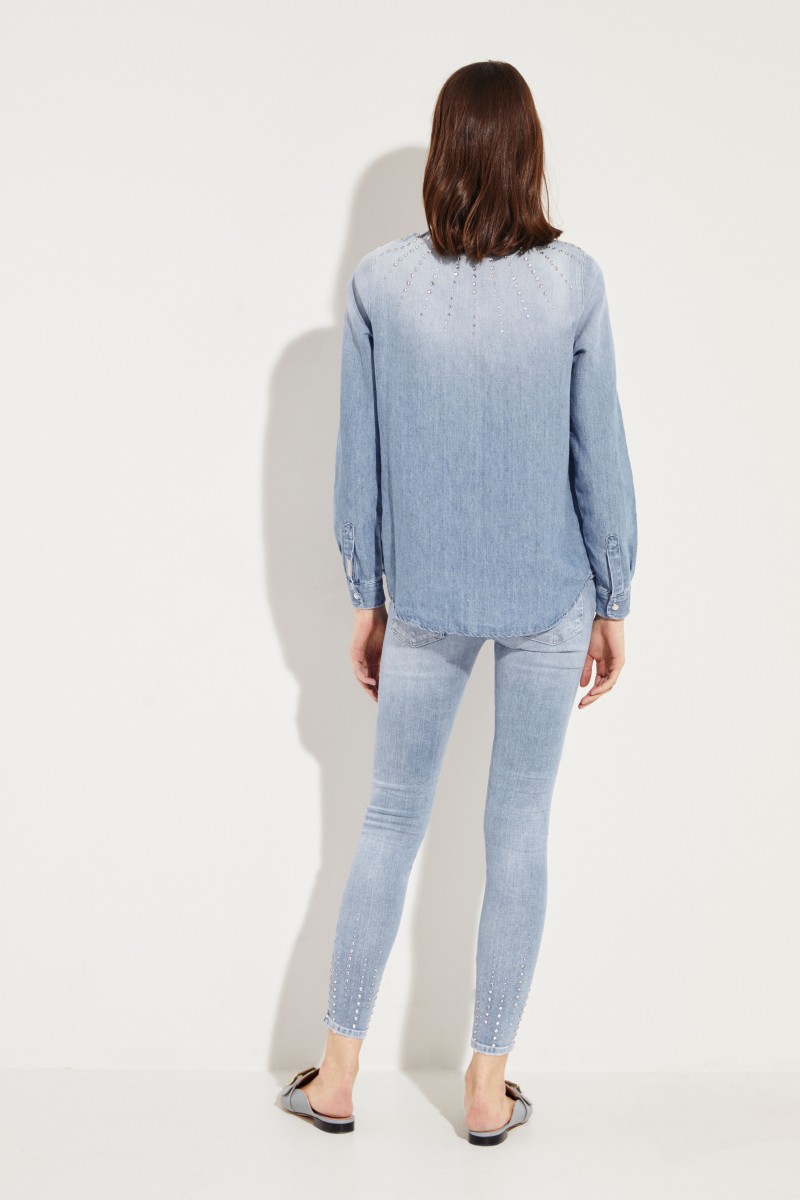 Jeanshemd mit Steinbesatz Blau