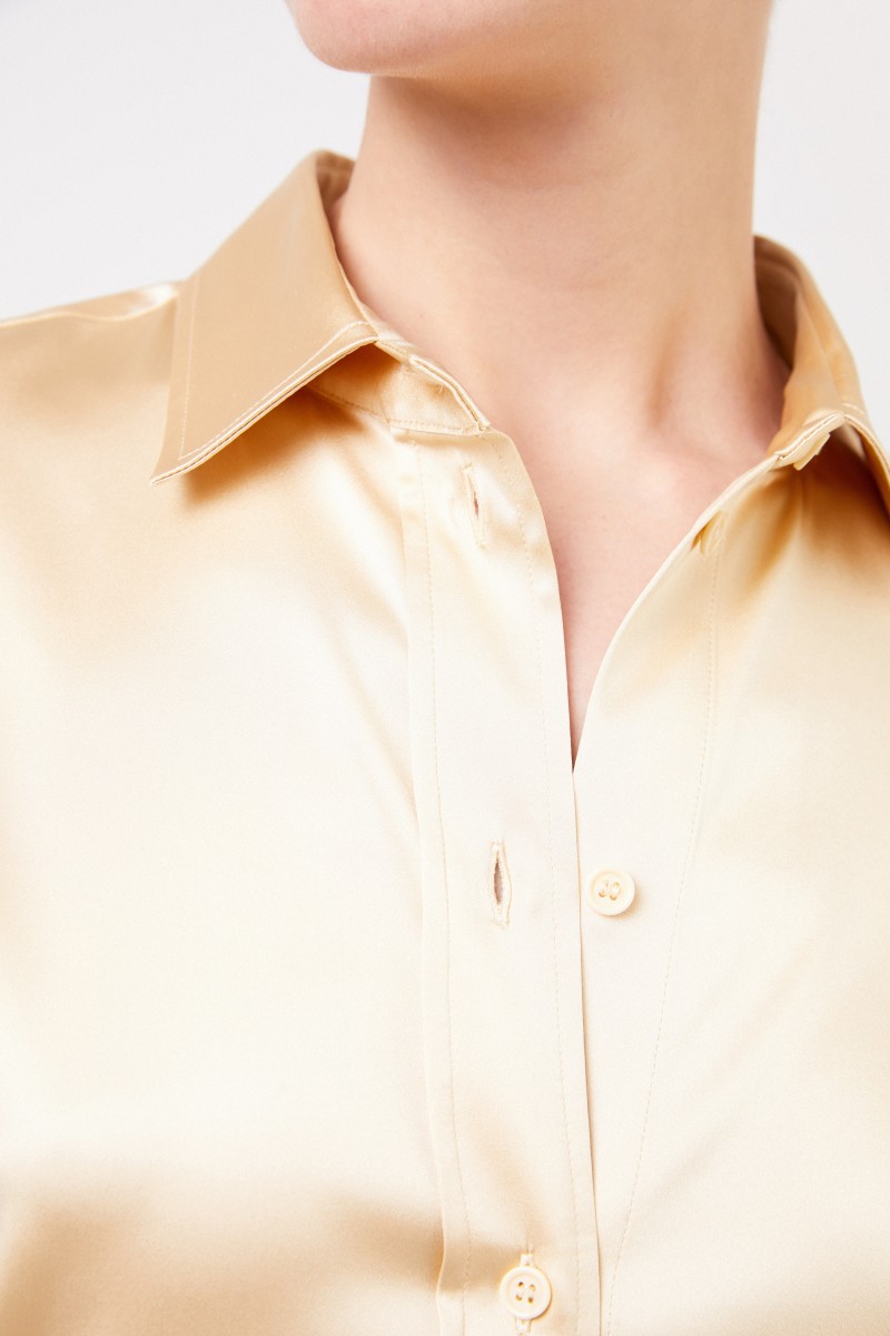 Bottega Veneta Klassische Seiden-Bluse Champagner