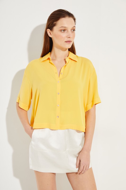 Oversize Seiden-Bluse 'Liana' Gelb