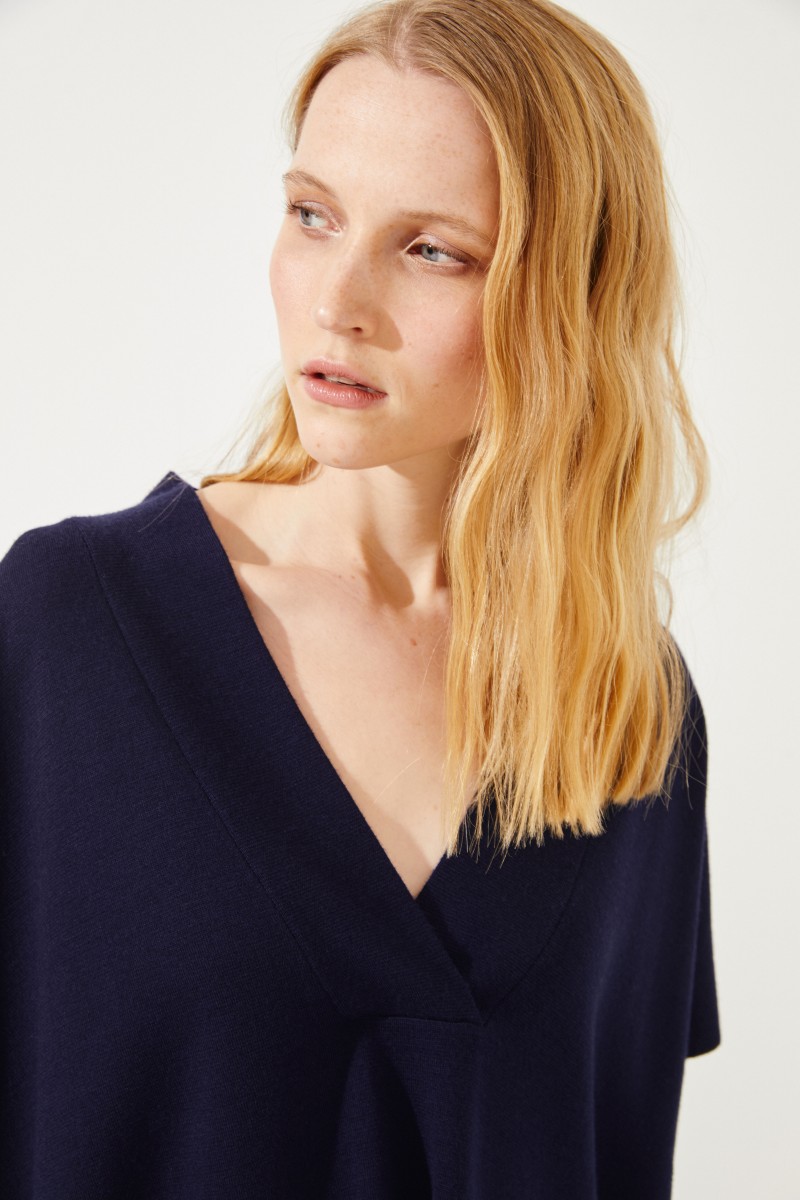 Oversize Woll-Tunika 'Milano' Marineblau