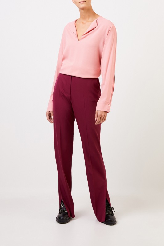 Stella McCartney Bluse mit geschlitzten Ärmeln Rosé